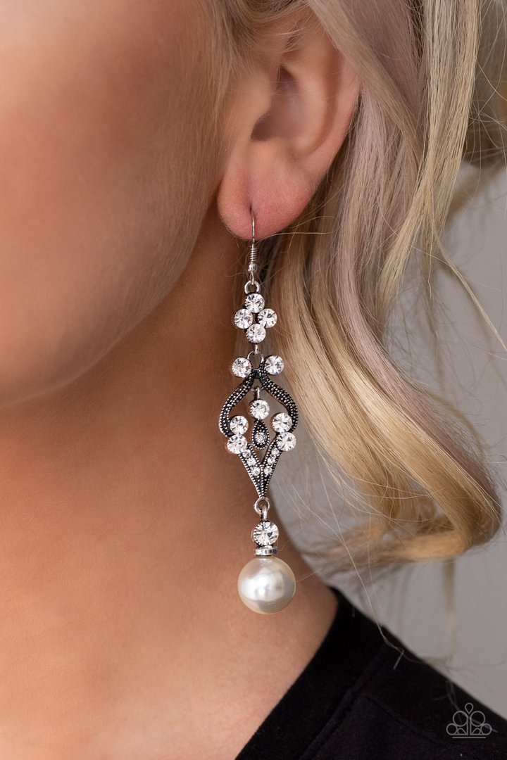 Elegantly Extravagant - White Earrings